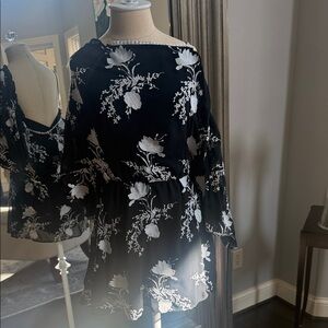 Alice + Olivia Black and White Floral Mini Dress